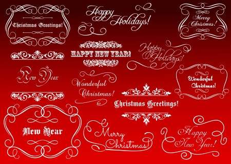 Calligraphic elements for Christmas and New Year holidaysのイラスト素材
