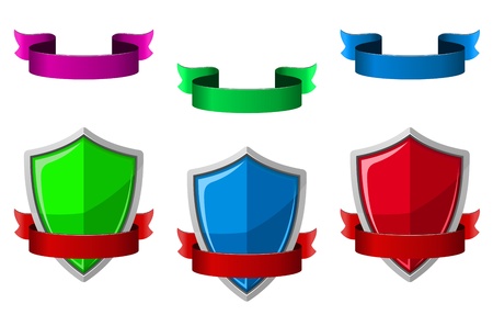 Security icons with shields and ribbons for internet safety designのイラスト素材