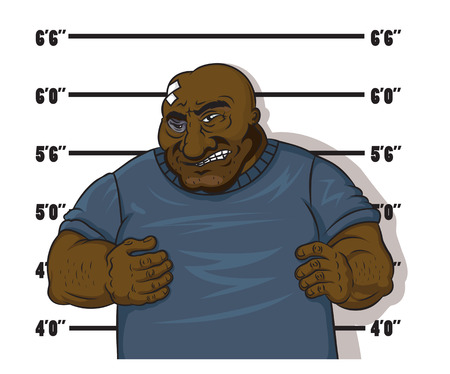 Afro-american prisoner in cartoon style after arrestのイラスト素材