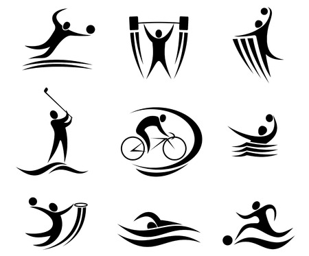 Sports icons and symbols with active peoples for design Sports icons and symbols with active peoples for design