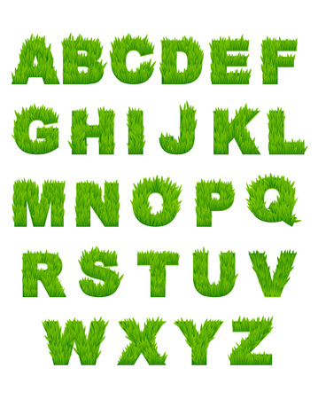 Green grass letters of alphabet for environment or another designのイラスト素材