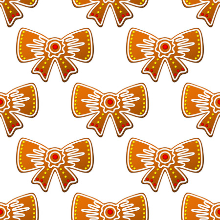 Christmas gingerbread bows seamless pattern for holiday designのイラスト素材