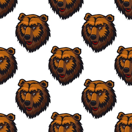 Seamless pattern of brown bear head trophies for background designのイラスト素材