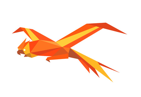 Flying macaw parrot drawn in origami styleのイラスト素材