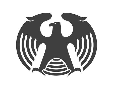Vector illustration of a powerful eagle silhouette with round wingsのイラスト素材