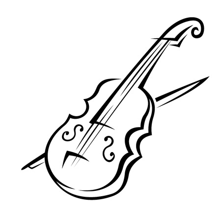 Black and white doodle sketch of a violin isolated on white background for music designのイラスト素材