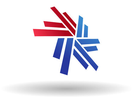 Abstract snowflake symbol in blue and red colours for designのイラスト素材