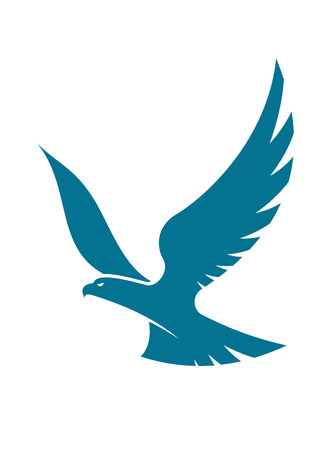 Graceful flying eagle soaring high in the sky with outspread wingsのイラスト素材