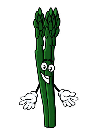 Cartoon character bunch of fresh green healthy asparagus のイラスト素材
