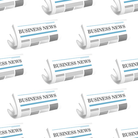Seamless pattern of folded Business News newspaper arranged as a repeat motif in rows on a square formatのイラスト素材