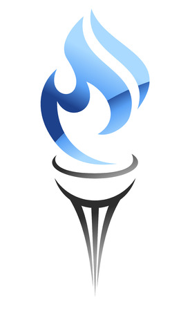 Flaming stylized torch with a flowing blue gas flame for industrial designのイラスト素材