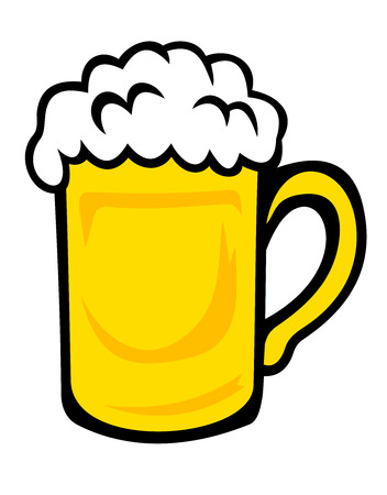 Tankard of frothy golden beer isolated on white のイラスト素材
