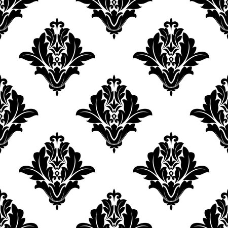 Black and white damask seamless pattern for textile or background designのイラスト素材