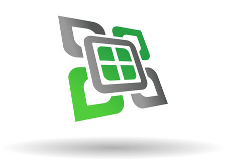 Abstract green and grey symbol with shadow on white background for designのイラスト素材