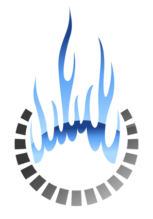 Burning methane gas symbol or icon in glow style for oil and energy industry designのイラスト素材