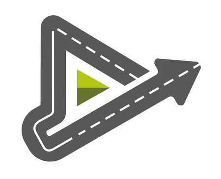 Triangle road symbol with asphalt and green elementのイラスト素材