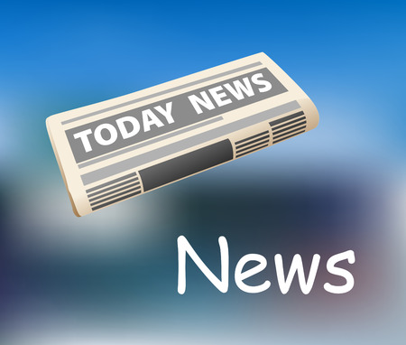 Folded todays news newspaper icon on a graduated blue background with the text below for media designのイラスト素材
