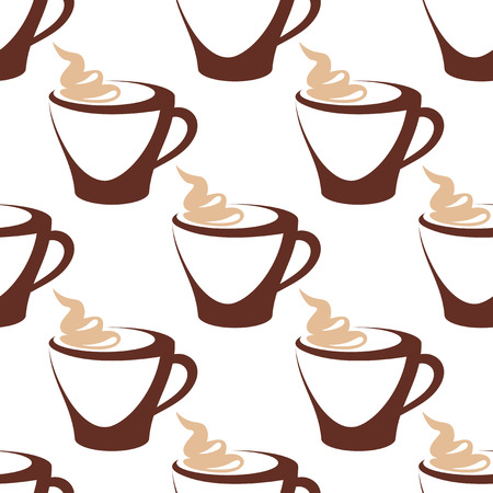 Coffee cup  with cream seamless pattern for cafe or restaurant designのイラスト素材