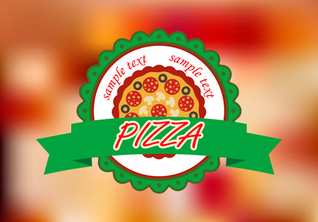 Pizza banner on color background for fastfood or pizzeria designのイラスト素材