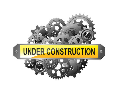 Under construction web page with gears and pinions for website reconstruction imageのイラスト素材