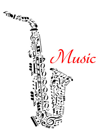 Saxophone with musical notes for entertainment and classic music concert designのイラスト素材