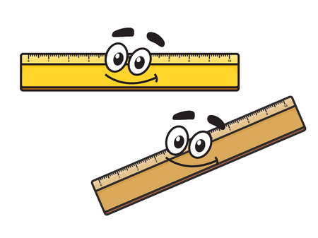 Cartoon cute school ruler isolated on white background for educational, school or office designのイラスト素材