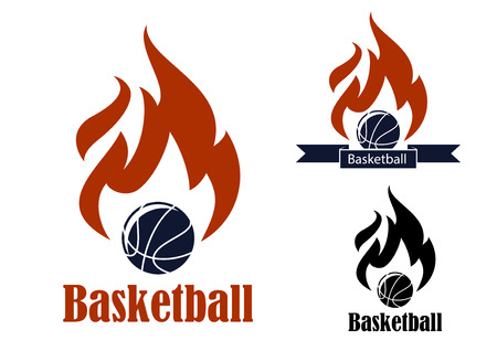 Basketball sport emblems with basketball ballのイラスト素材