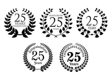 Heraldic laurel wreaths set isolated on white background, for anniversary and heraldry designのイラスト素材