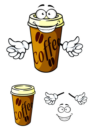 Takeaway cup of coffee in cartoon style for fast food or cafe designのイラスト素材