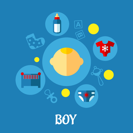 Creative Boy Child Concept Graphic Design on Blue Background.のイラスト素材