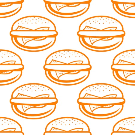 Cheeseburger seamless pattern for fastfood and takeaway food designのイラスト素材