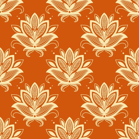 Yellow and orange paisley seamless pattern for interior and wallpaper designのイラスト素材