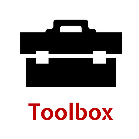 Toolbox black icon silhouette as close box with tools isolated on white backgroundのイラスト素材