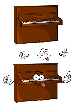 Teasing cartoon  brown piano character isolated on white background for performance or music designのイラスト素材