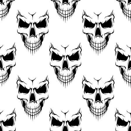 Black danger skull seamless pattern for religion, piracy or Halloween concept designのイラスト素材