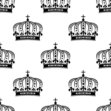 Black royal crown seamless pattern for medieval or heraldic designのイラスト素材