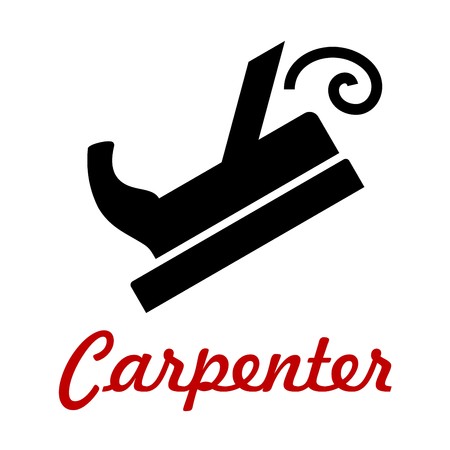 Jack plane or carpenter planer tool black silhouette  isolated on white background, with caption Carpenterのイラスト素材