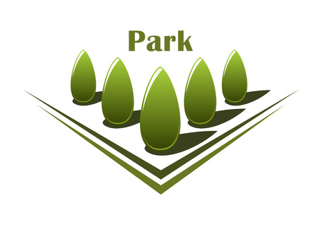 Park abstract emblem with row of green trees on the alley, for nature or landscape designのイラスト素材