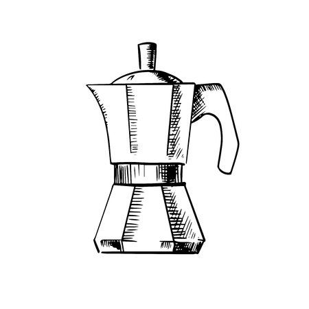 Coffee maker sketch icon with italian pot for produce espresso coffee, isolated on white backgroundのイラスト素材