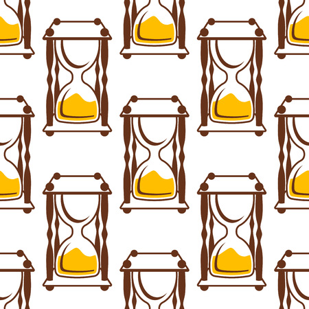 Timeout hourglasses seamless pattern with empty upper bulbs on white backgroundのイラスト素材