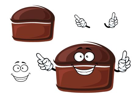 Healthy homemade rye bread cartoon character with brown crust, for bakery or pastry shop designのイラスト素材