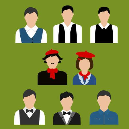 Flat avatars with men and woman of different art or culture professions such as artist, musician, designer, writer, actor and otherのイラスト素材