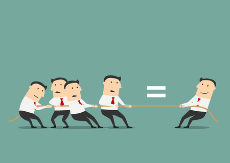 One qualified businessman or leader is equal a group of ordinary businessmen, for human resources or leadership concept design. Cartoon styleのイラスト素材