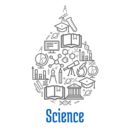 Science icons in drop shape.のイラスト素材