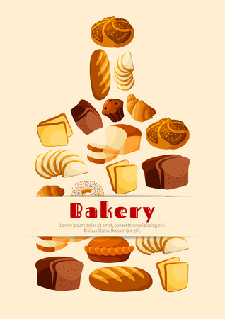 Bread vector poster. Cutting board design for bakery, baker shop or patisserieのイラスト素材