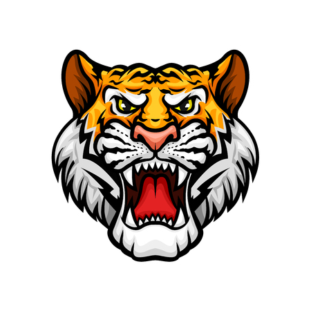 Black panther mascot icon. muzzle or snout with sharp canines jaw and yellow eyes. Isolated emblem for sport team, hunting adventure trip club or tattoo signのイラスト素材