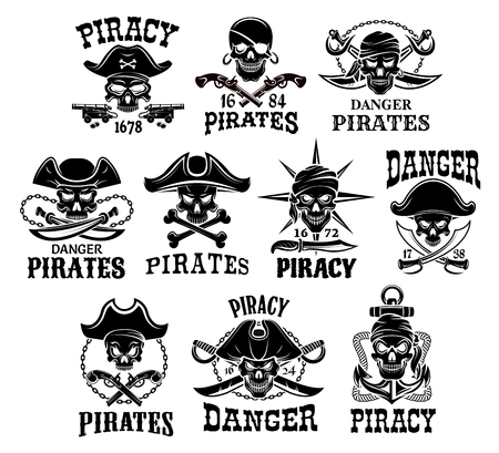 Pirate or Jolly Roger icons setのイラスト素材