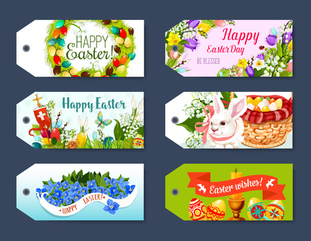 Easter gift tag and greeting label set designのイラスト素材