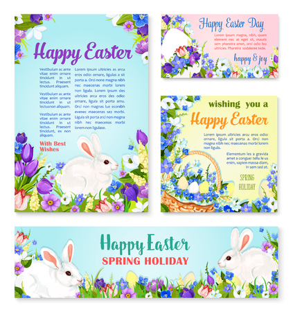 Easter egg and rabbit greeting banner templateのイラスト素材