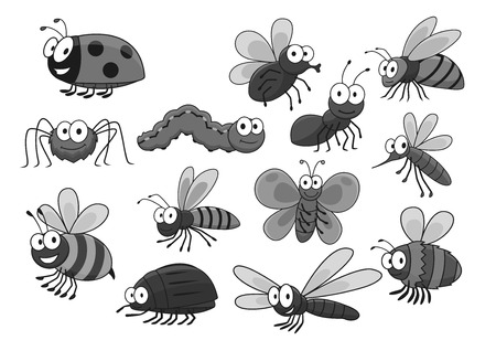 Cartoon insects and bugs vector icons setのイラスト素材